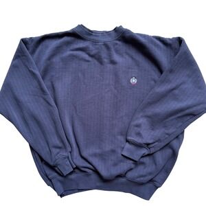 Knights of Round Table Mens Navy Blue Pinstripe Crewneck Sweatshirt Size M